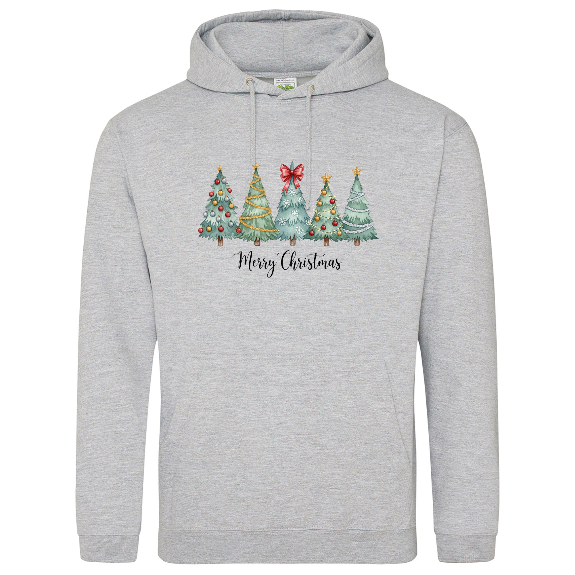 Christmas Trees Hoodie in Heather Grey featuring tree artwork