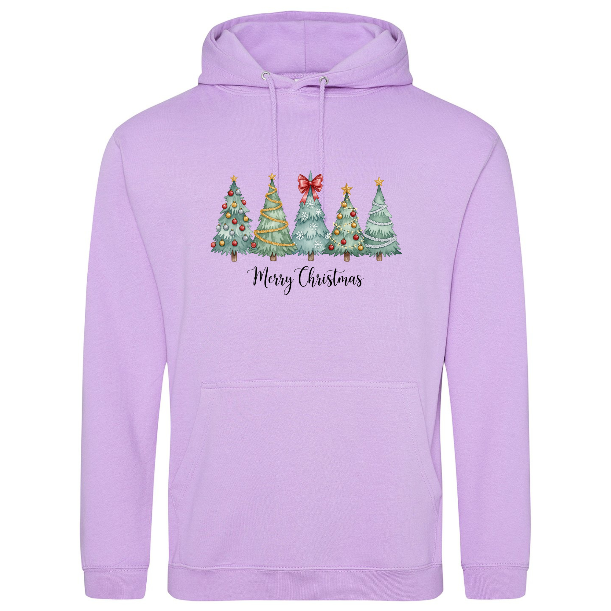 Christmas Trees Hoodie in Lavender with festive design