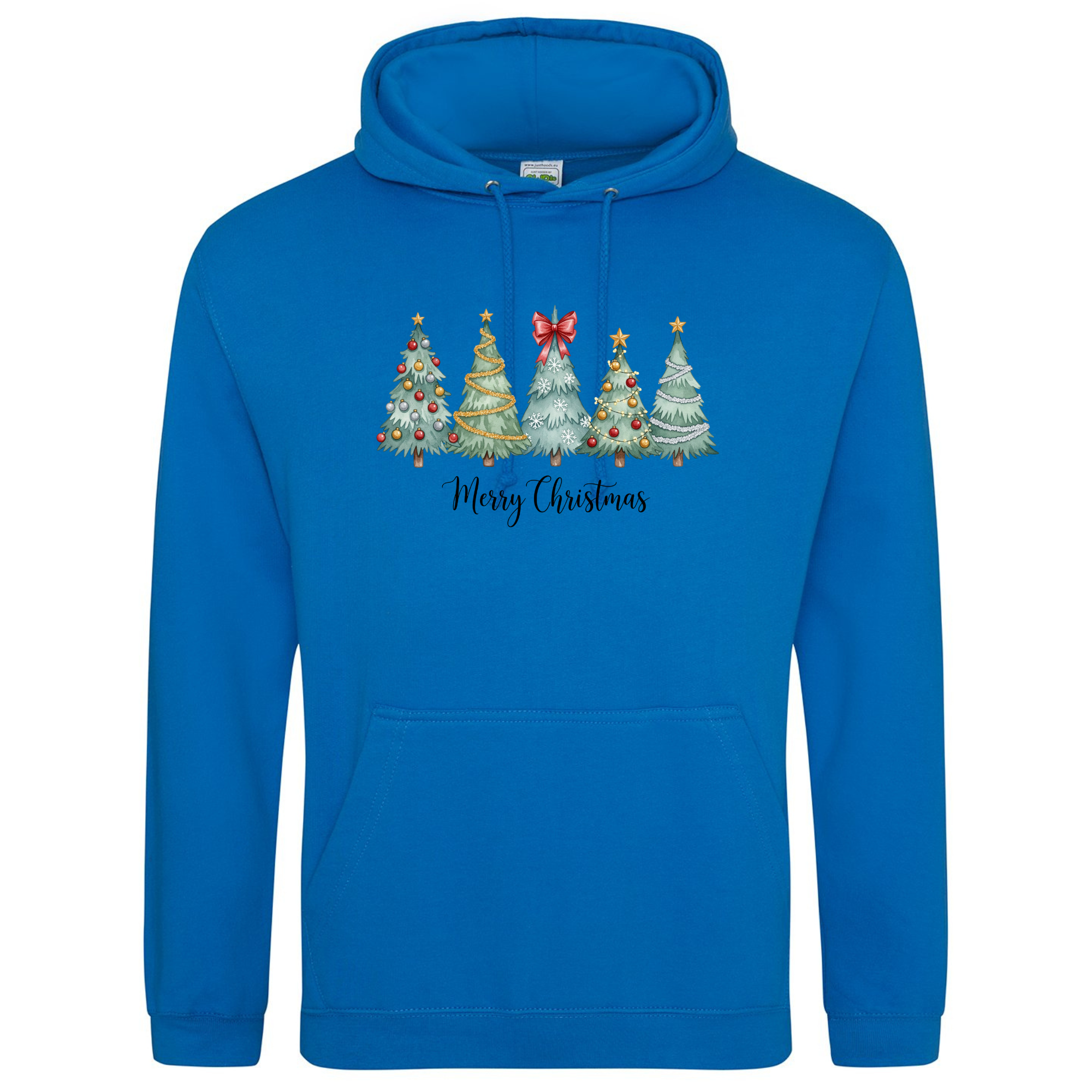 Christmas Trees Hoodie in Royal Blue with festive tree design