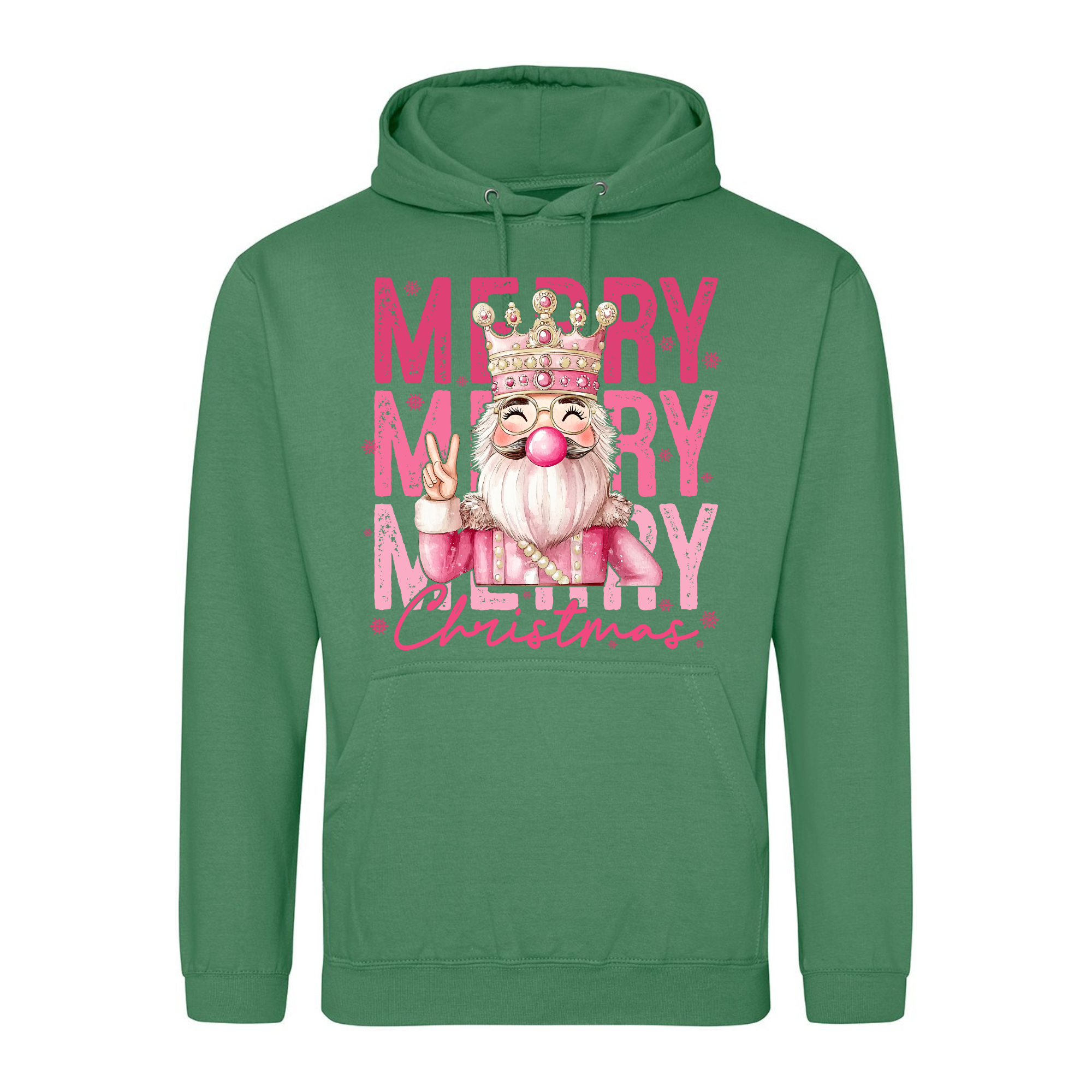 Pink Nutcracker Hoodie in Cactus Green – fun pink Nutcracker Christmas hoodie.