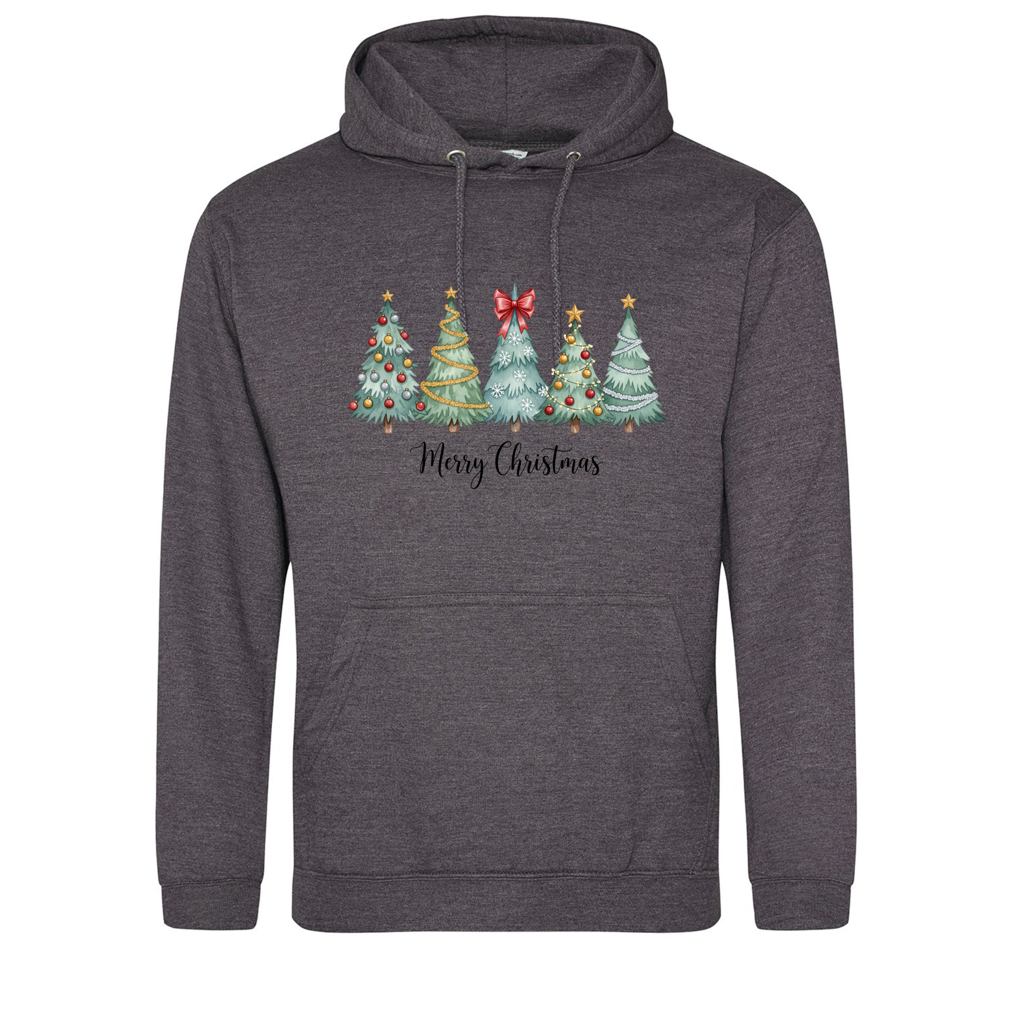 Christmas Trees Hoodie in Charcoal grey with festive print