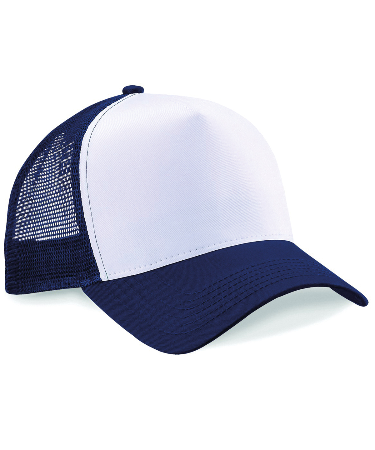Navy and white trucker cap with mesh back