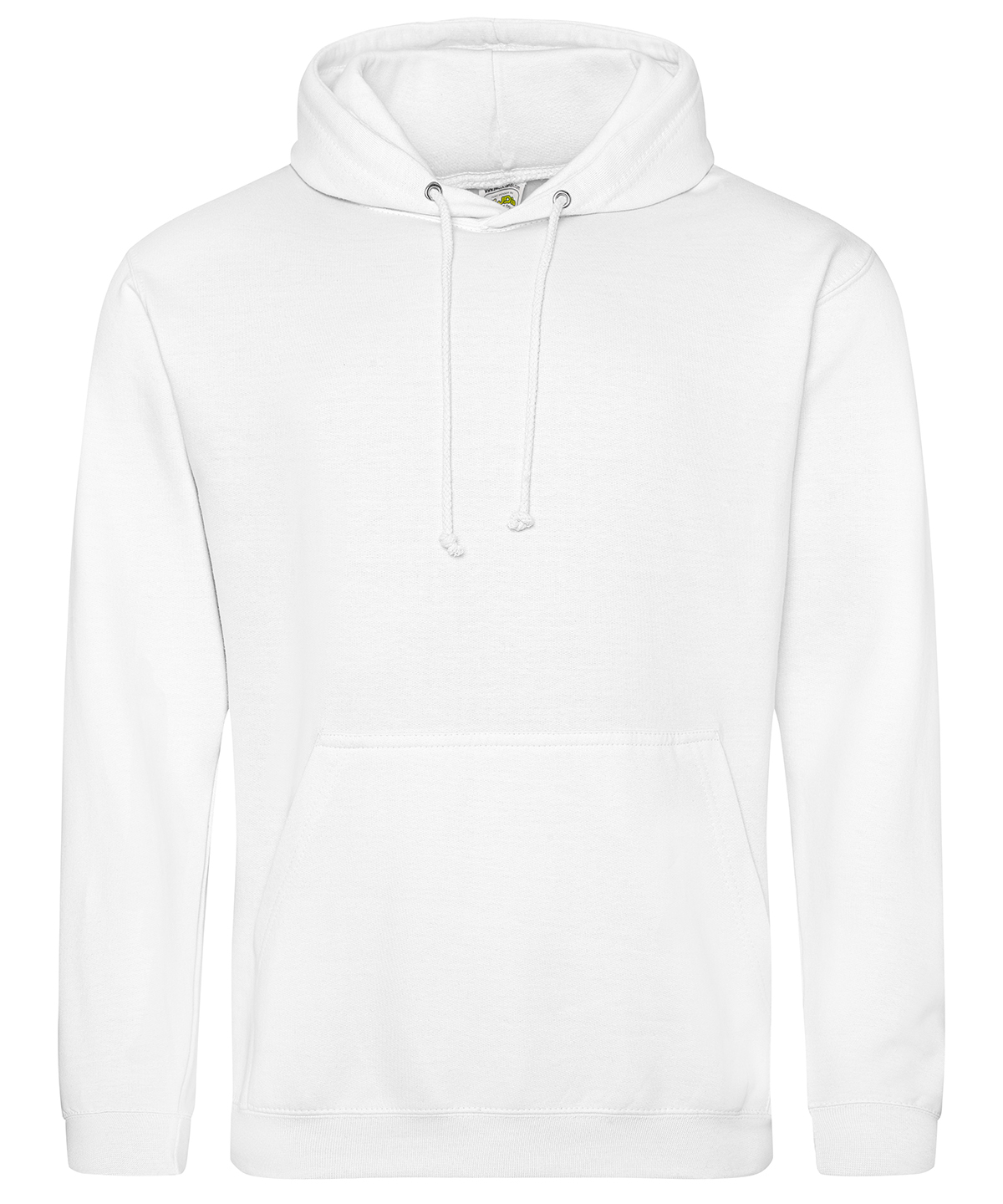 Arctic white customisable adult hoodie with drawstring hood and kangaroo pocket.