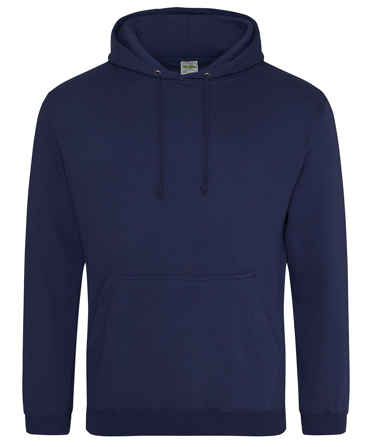 Oxford navy customisable adult hoodie with drawstring hood and kangaroo pocket.