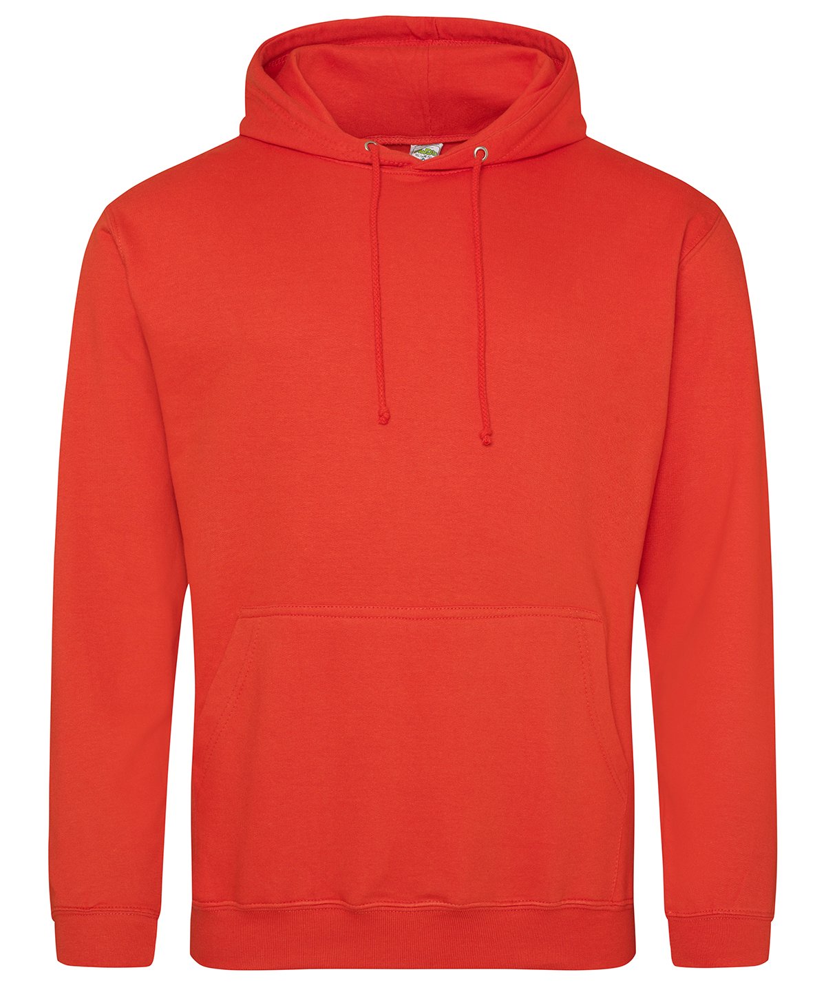 Sunset orange customisable adult hoodie with drawstring hood and kangaroo pocket.