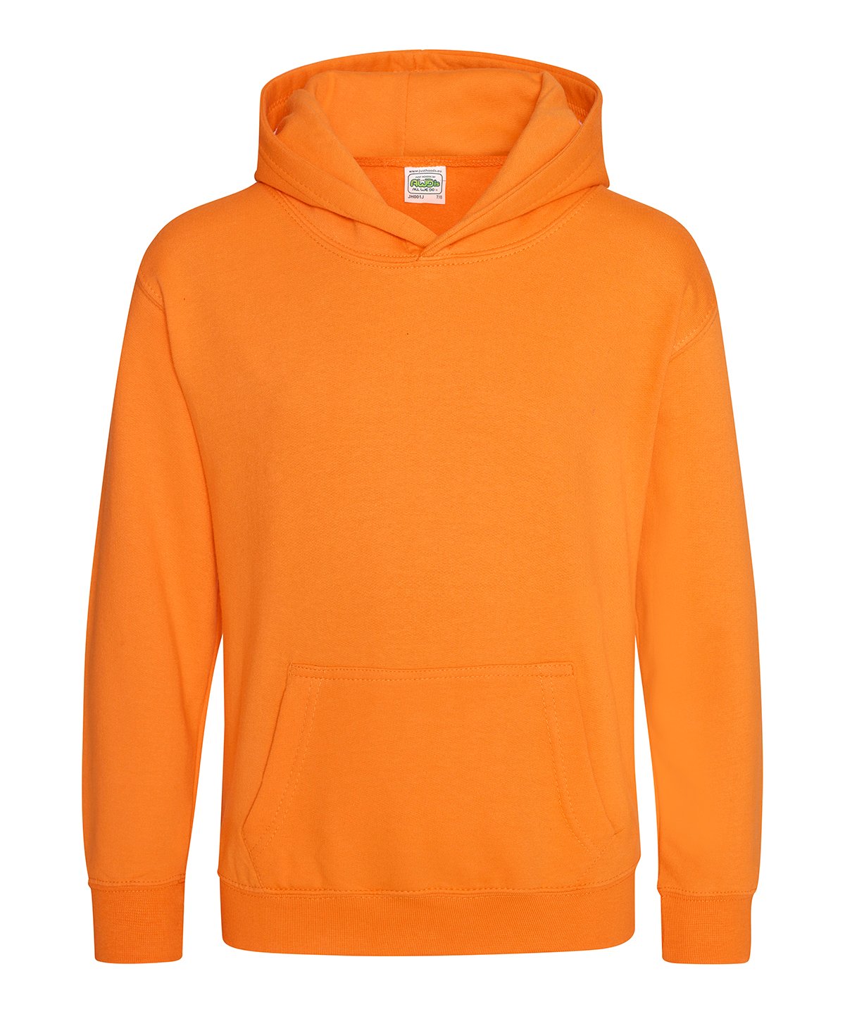 Kids’ hoodie in bright orange.